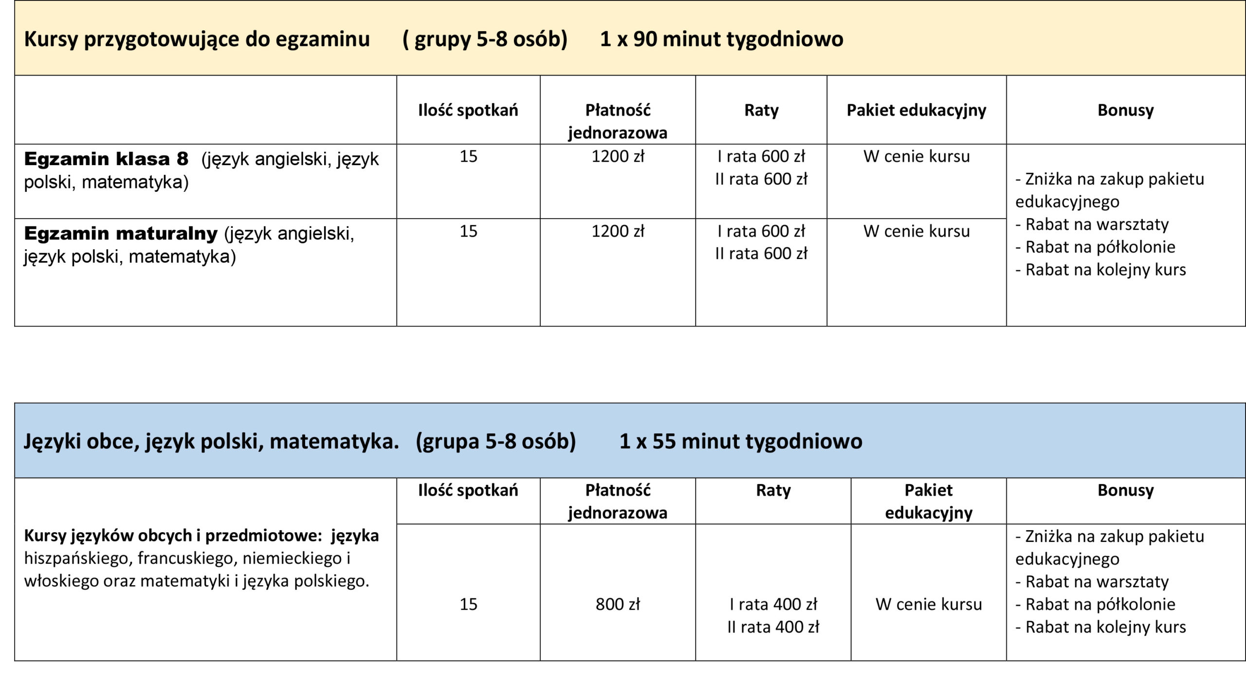 Cennik jesień - zima 2025 2026-2